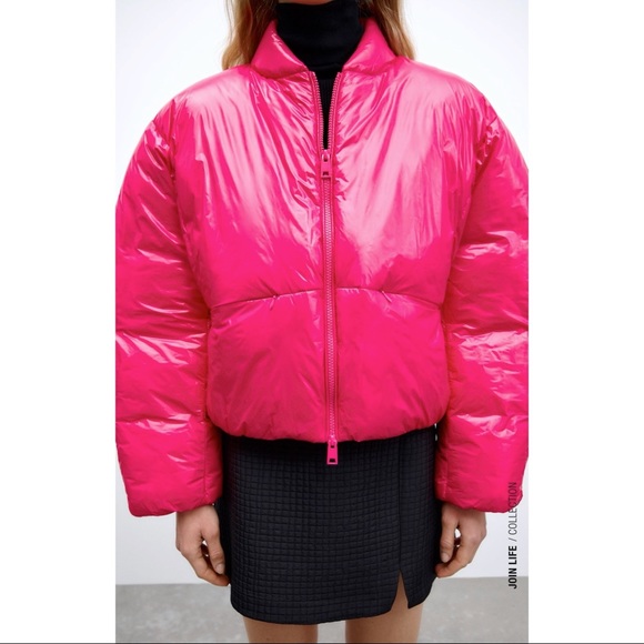 zara vinyl puffer